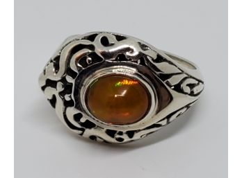 Bali Orange Ethiopian Opal Ring In Sterling