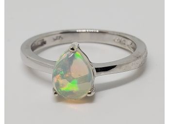 Ethiopian Opal Ring In Platinum Over Sterling