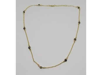 Labradite Station Necklace In 14k Yellow Gold Over Sterling