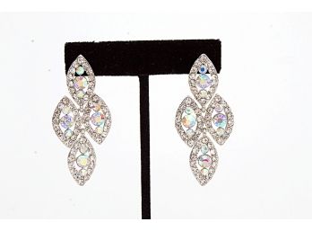 Fabulous Aurora Borealis Crystal Chandelier Earrings