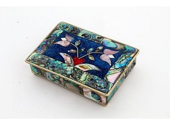 Stunning Mexican Alpaca Silver & Stone Inlay Box