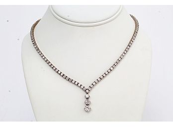 Nice Quality Sterling Silver & CZ Necklace