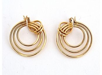 14 K Yellow Gold Circle Earrings, 2.70 Dwt