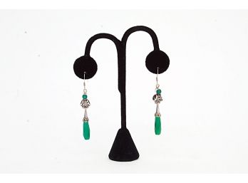 Stunning Sterling Silver & Faceted Emerald Earrings