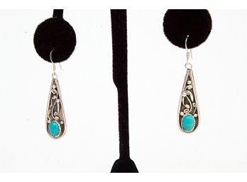 Sleeping Beauty Mine Native Sterling Silver & Turquoise Earrings, .190 Troy Ounces