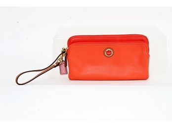 Coach Orange Leather Wristlet Wallet