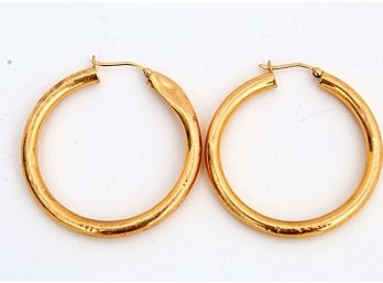 AS-IS 14 K Yellow Gold Hoop Earrings, 3.10 Dwt