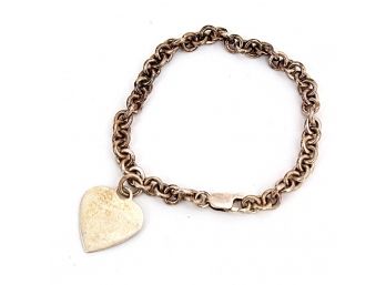 Sterling Silver Heart Tag Bracelet, .590 Troy Ounces