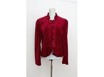 White HouseBlack Market Red Ruffle Coat, Size 12