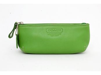 Coach Green Leather Pencil/Makeup Case