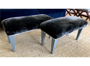 Pair Of Custom Faux Fur Ottomans