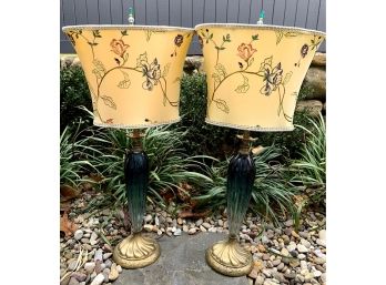 Pair Of Mixed Media Lamps By Kinzig Designs (Susan & Caryn Kinzig) - Retail For More Than $800 Each!