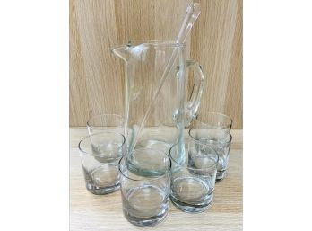 Crate And Barrel Set Of 6 Glasses And Pitcher