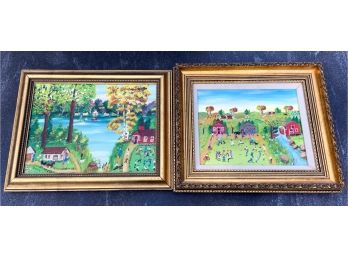 Pair Of Sweet Paintings - Summer Day And School Day