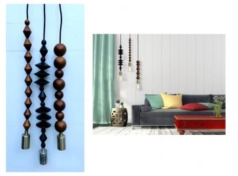 Wood Bead Pendant Lights