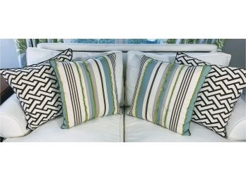 Two Pairs Of Pillow - Brown Geometric And Stripes