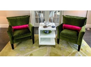 Pair Of Green Velvet Chairs