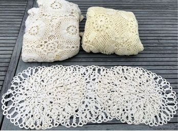 Crochet Lot- 2 Tablecloths & 6 Doilies