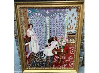 2 Ladies Framed Needlepoint