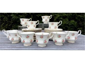 Royal Albert Forget Me Not Rose Tea And Dessert Plate Set For 12