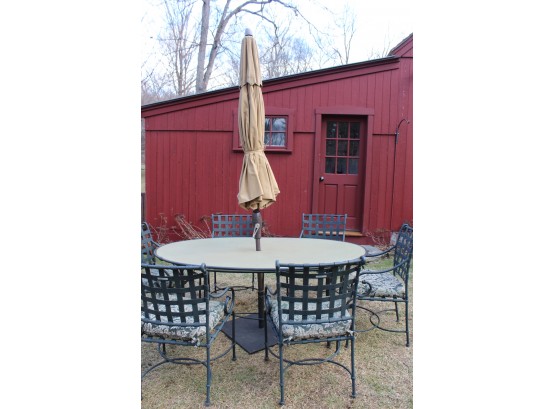 Brown Jordan Patio Set With Sunbrella Umbrella