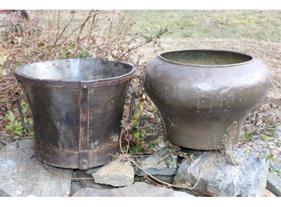 Great Duo Of Metal Planters