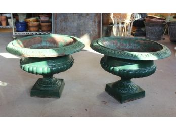 Amazing Pair Of Antique Cast Iron Urns