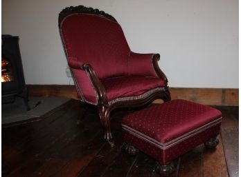 Vintage Arm Chair With Ottoman