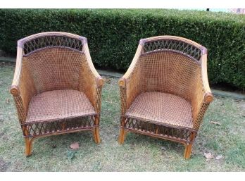 Beautiful Pair Of Rattan Chairs Lot #2