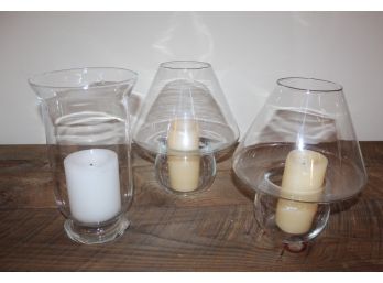 Trio Of Glass Candle Holders