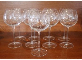 Amazing Set Of Crystal, Etched Red Wine Glasses