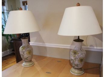 Pair Of Floral Table Lamps