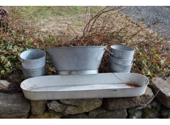 Great Lot Of Galvanized Tin Containers