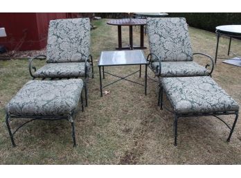 Brown Jordan Chairs & Ottomans With Side Table