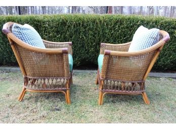 Gorgeous Pair Of Rattan Chairs Lot #1