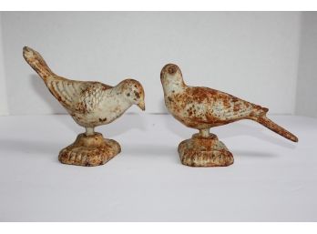 Adorable Pair Of Cast Iron Birds