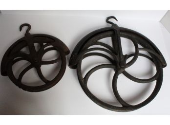 Pair Of Vintage Pulleys