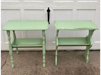 Pair Of Vintage Painted Tables, Non Matching