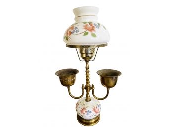 Elegant Hand Painted Victorian Hurricane Parlor Lamp