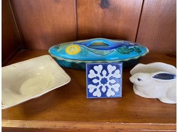 Bundle Of Painted Ceramics And Vintage Accessories