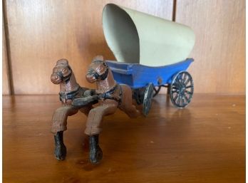 Vintage Cast Metal Horse And Carriage Figure