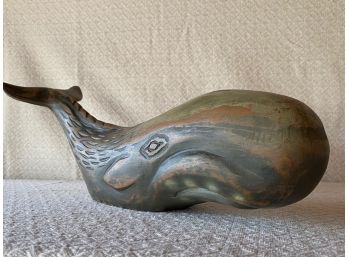 Unique Wooden Carved Whale Signed