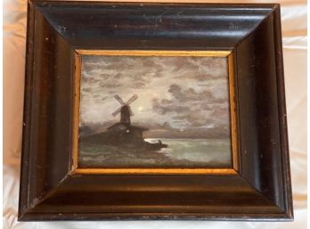 Vintage Framed Lighthouse Oil Painting