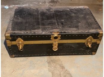 Monogrammed Antique Immigrant Travel Trunk U.S. Trunk Co. Fall River, MA