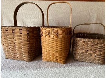 Bundle Of Antique Wicker Gathering Baskets