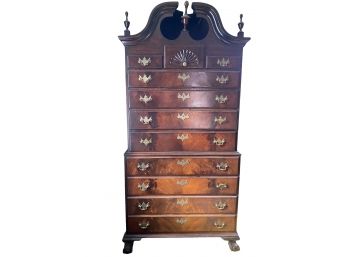 Exceptional Crotch Mahogany Chippendale Chest On Chest