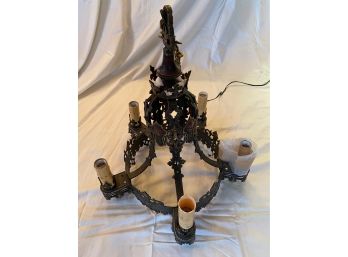 Antique Iron And Brass Candelabra Chandelier