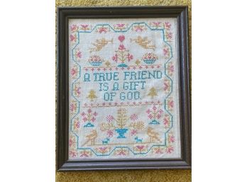 Vintage Framed Needlepoint Art