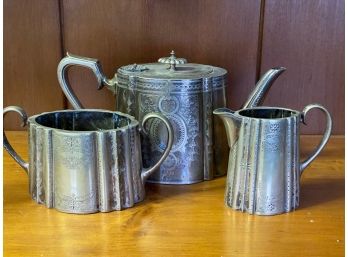 Small Victorian Tea Pot With Sugar Bowl And Creamer