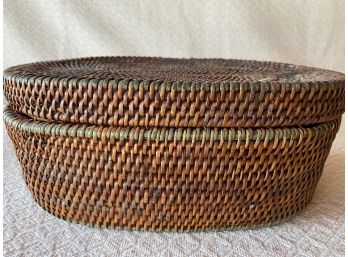 Early Hapao Pattern Hand Woven Native American Basket With Lid